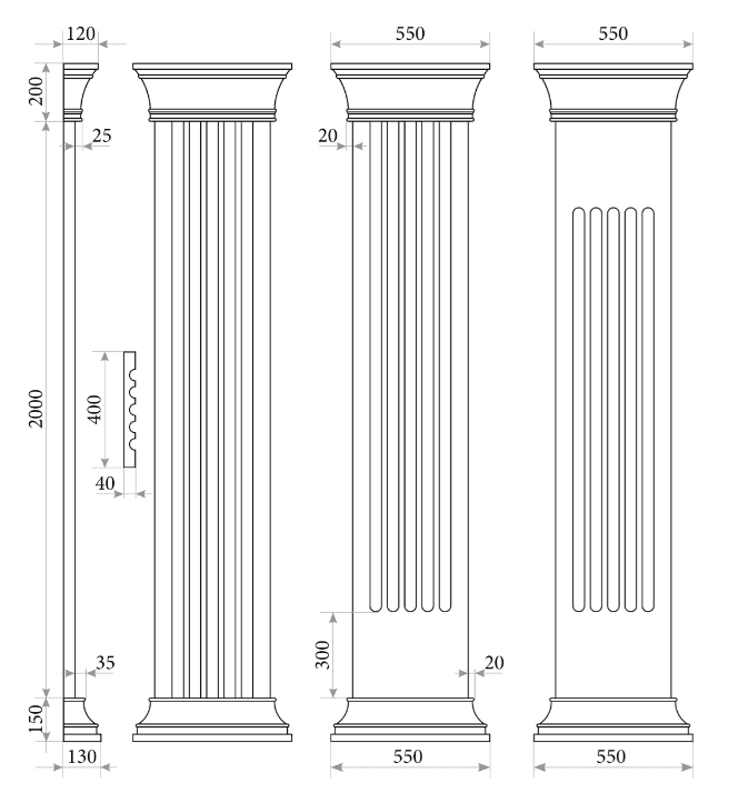 фасадний декор Пілястра PL 104 - лео декор LEO - DECOR