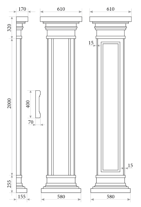 фасадний декор Пілястра PL 107 - лео декор LEO - DECOR