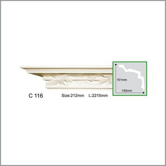 Карниз поліуретановий з орнаментом Gaudi Decor C 116