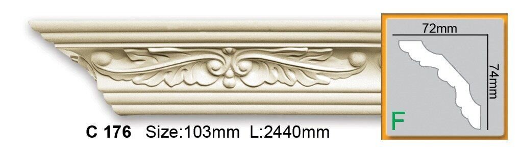 Карниз поліуретановий з орнаментом Gaudi Decor C 176 Flexi