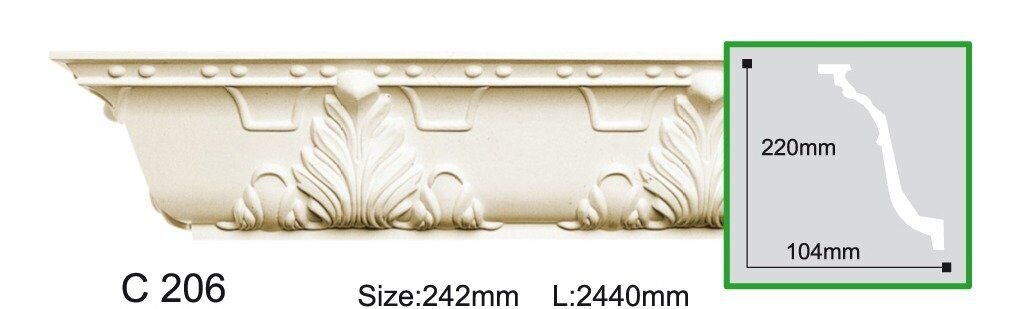Карниз поліуретановий з орнаментом Gaudi Decor C 206