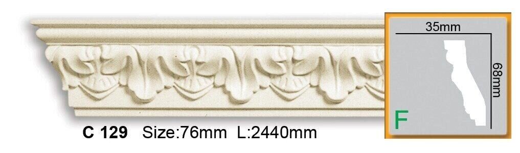 Карниз поліуретановий з орнаментом Gaudi Decor C 129