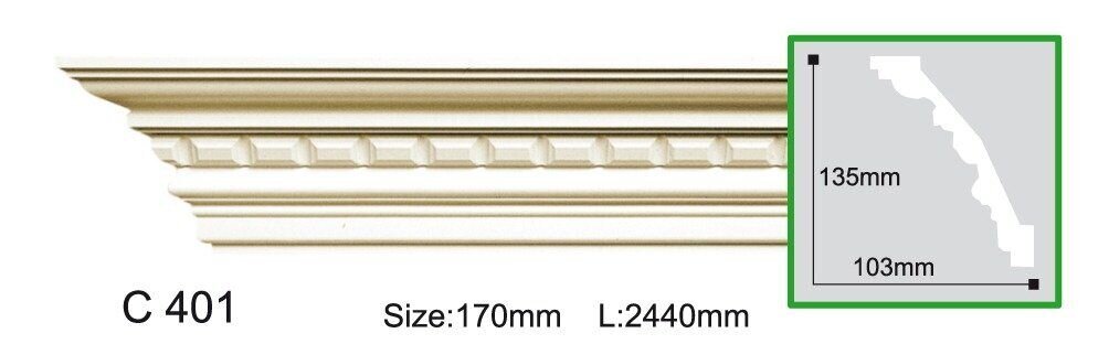 Карниз поліуретановий з орнаментом Gaudi Decor C 401